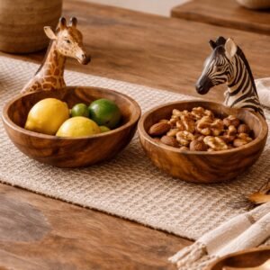Decorative Wooden Bowl – "Safari Guardians"