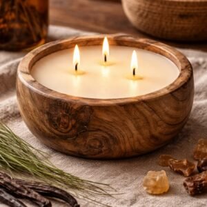Soy Candle in Wood – "African Rain"